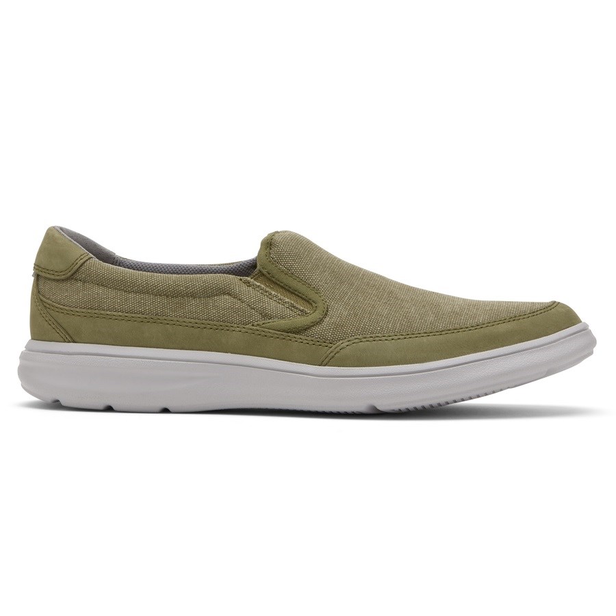 Rockport Beckwith Men\'s Slip On Sneakers Olive | 4JMYT-PH