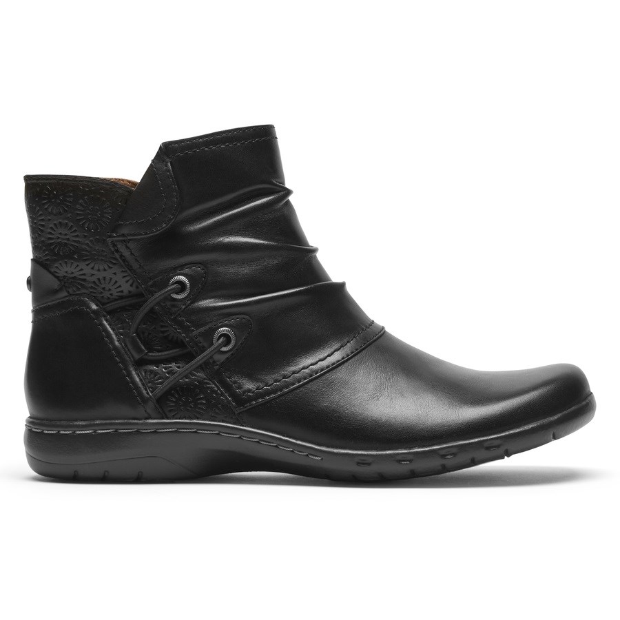 Rockport Cobb Hill Penfield Ruched Women\'s Booties Black | NZ1PH-PH