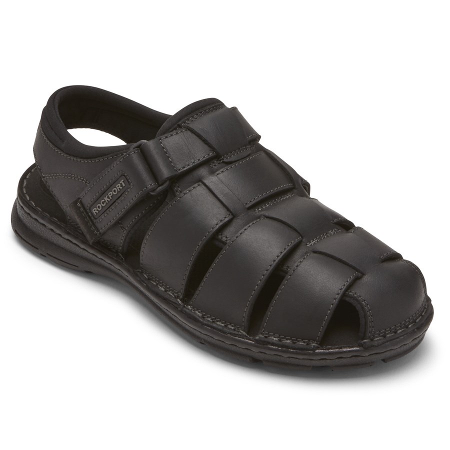 Rockport Darwyn Fisherman Slingback Men's Sandals Black | QYLMJ-PH