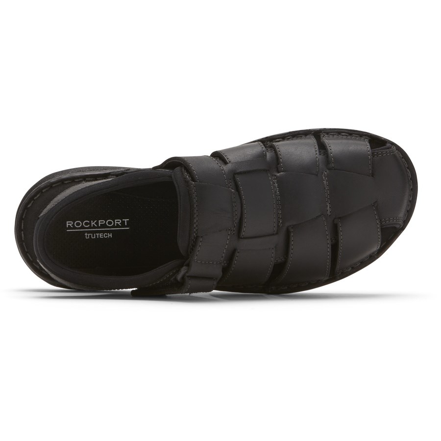 Rockport Darwyn Fisherman Slingback Men's Sandals Black | QYLMJ-PH