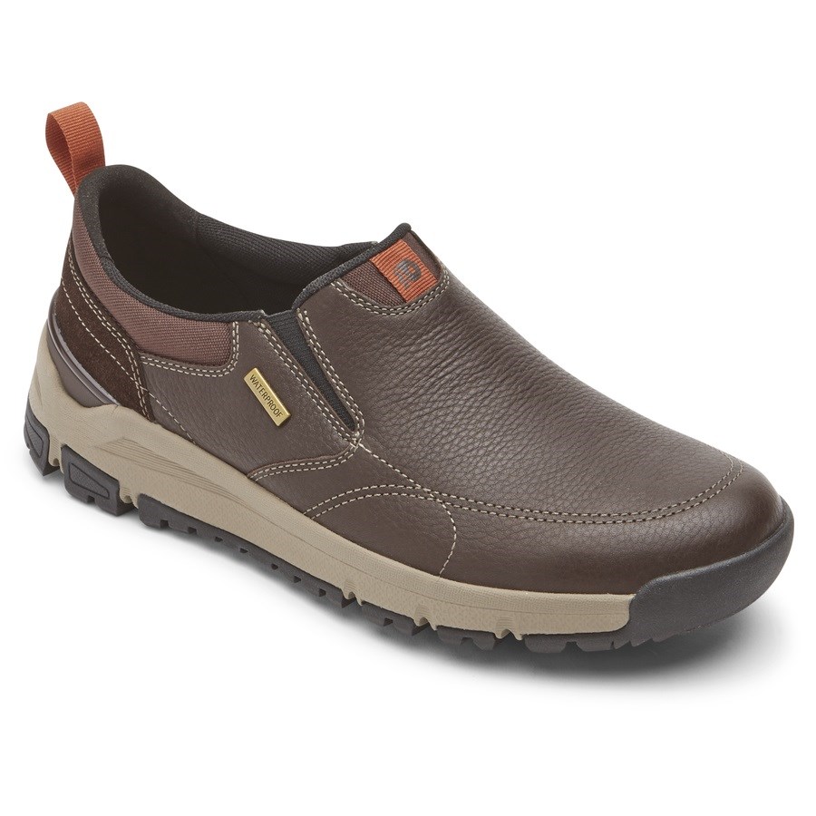 Rockport Glastonbury Waterproof Men's Slip On Sneakers Dark Brown | PIVK0-PH