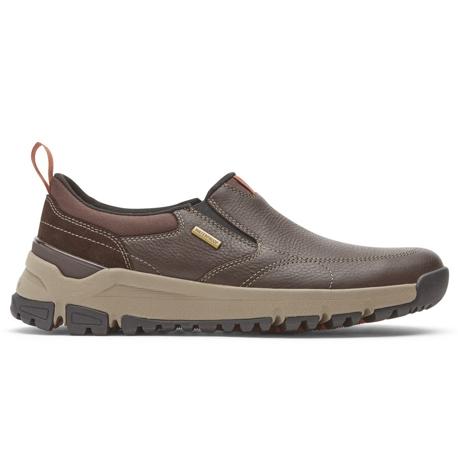 Rockport Glastonbury Waterproof Men\'s Slip On Sneakers Dark Brown | PIVK0-PH