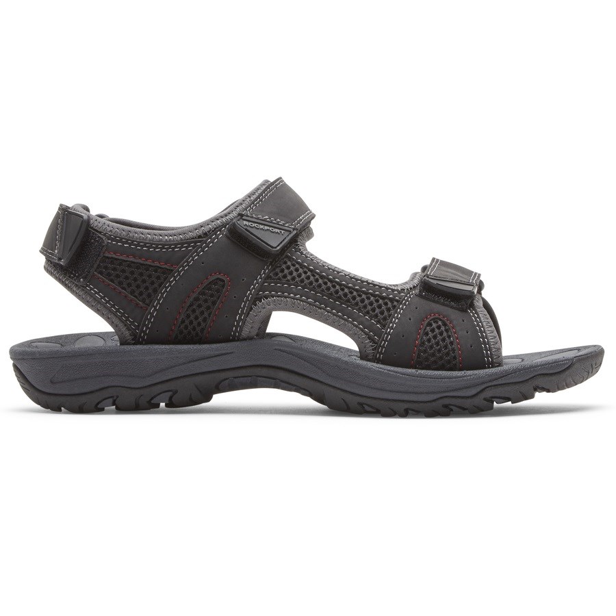 Rockport Hayes Quarter-Strap Men\'s Sandals Black | POZ2W-PH