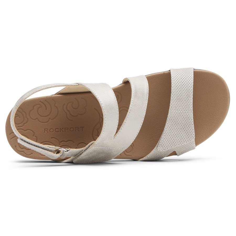 Rockport Ridge Adjustable Asymmetrical Women's Sandals White | KVNQU-PH