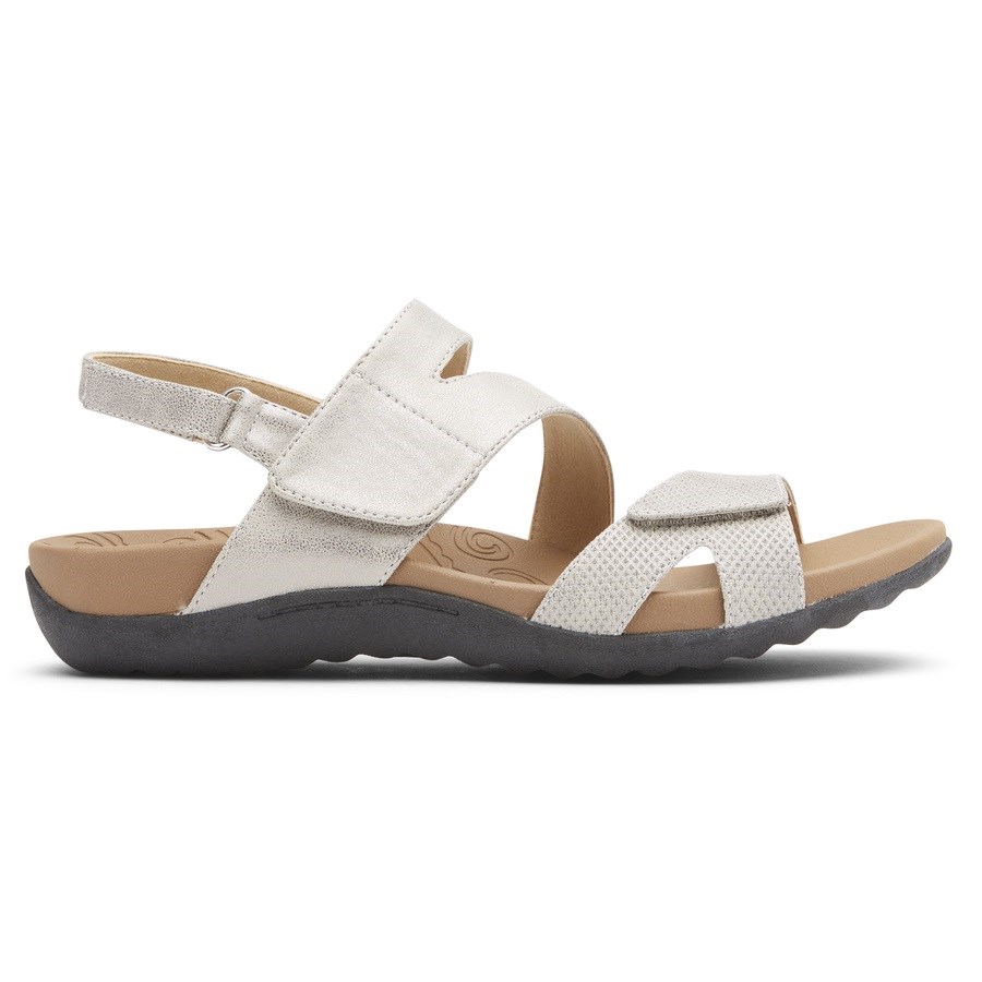 Rockport Ridge Adjustable Asymmetrical Women\'s Sandals White | KVNQU-PH