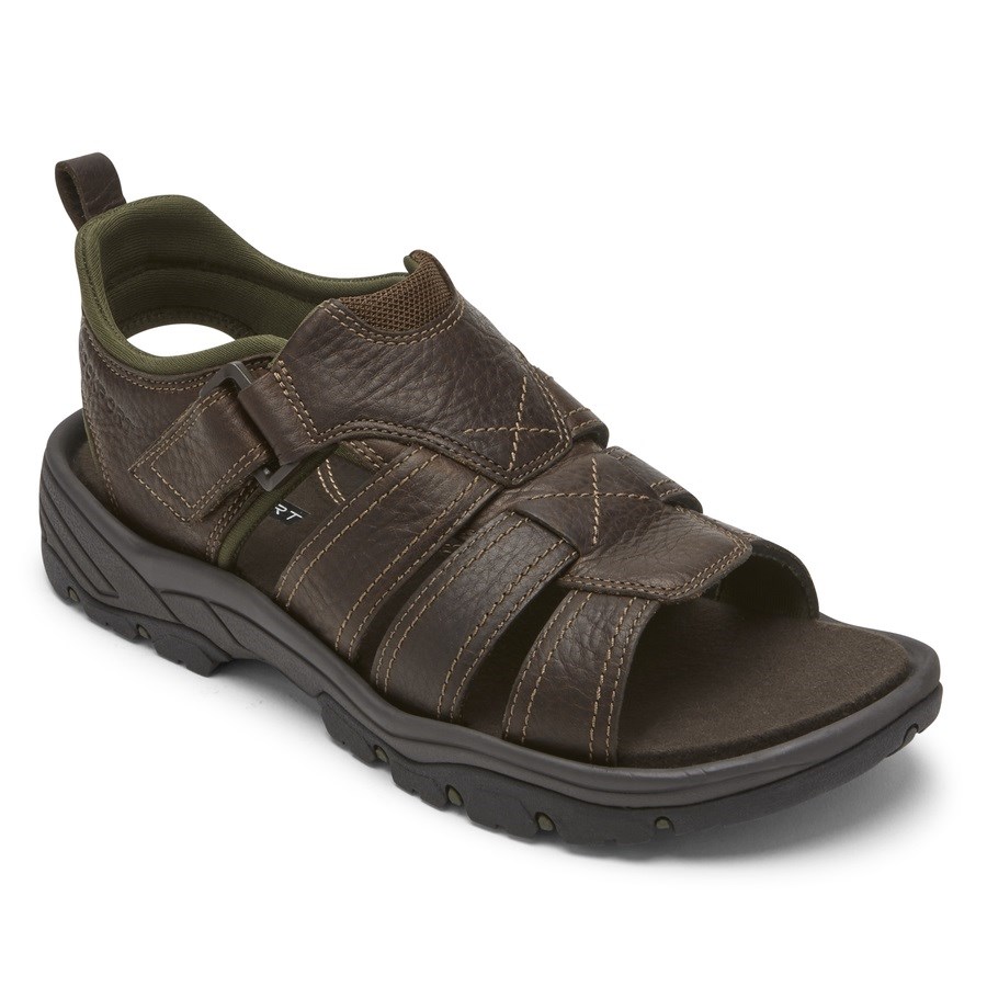 Rockport Springboro Rocklake Fisherman Men's Sandals Chocolate | 1TOSG-PH