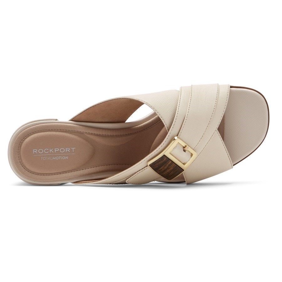 Rockport Total Motion Alaina Buckle Women's Slides White | TU1J5-PH