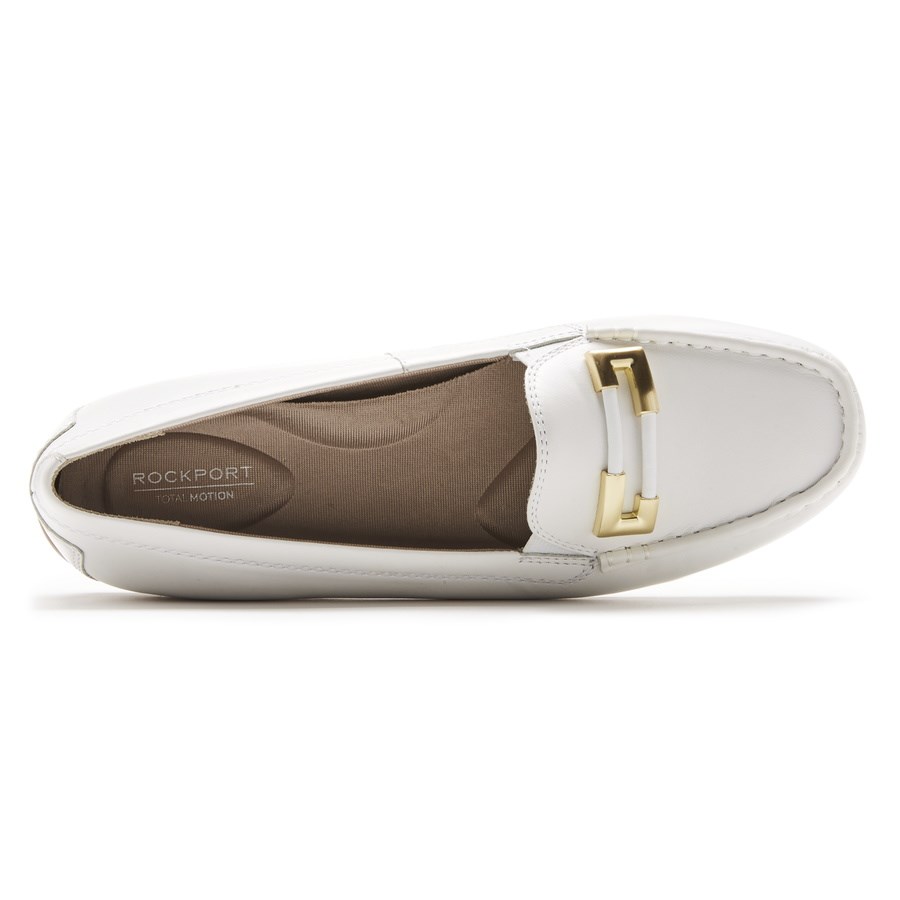 Rockport Total Motion Driver Ornament Women's Loafers White | NVZGY-PH