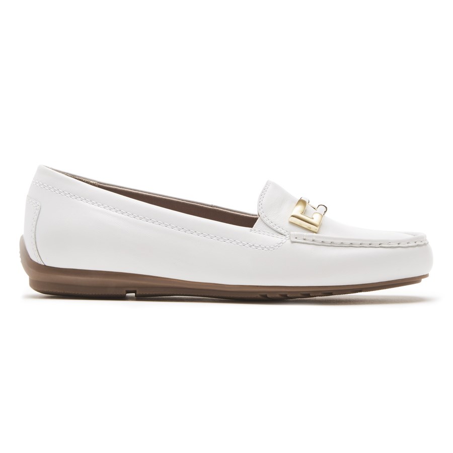 Rockport Total Motion Driver Ornament Women\'s Loafers White | NVZGY-PH