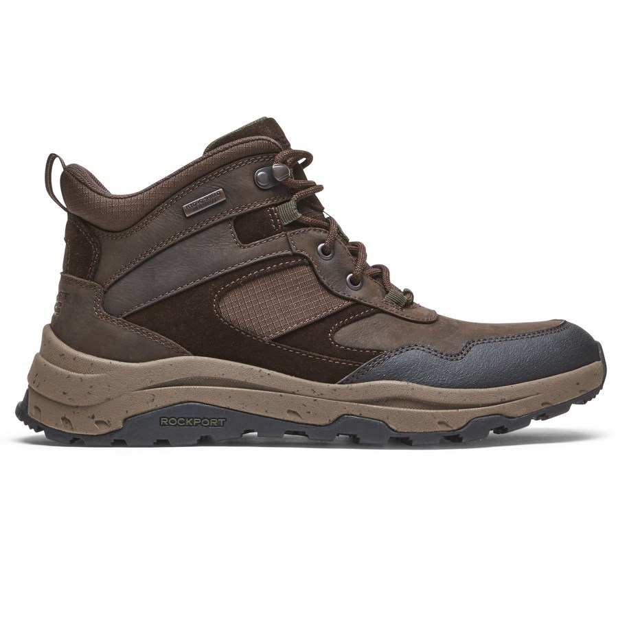 Rockport XCS Pathway Mid Waterproof Men\'s Boots Dark Brown | YIHMQ-PH