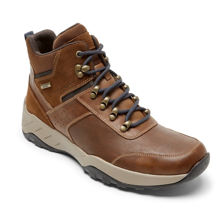 Rockport XCS Spruce Peak Trekker Waterproof Men's Hiking Boots Brown | GWMUH-PH