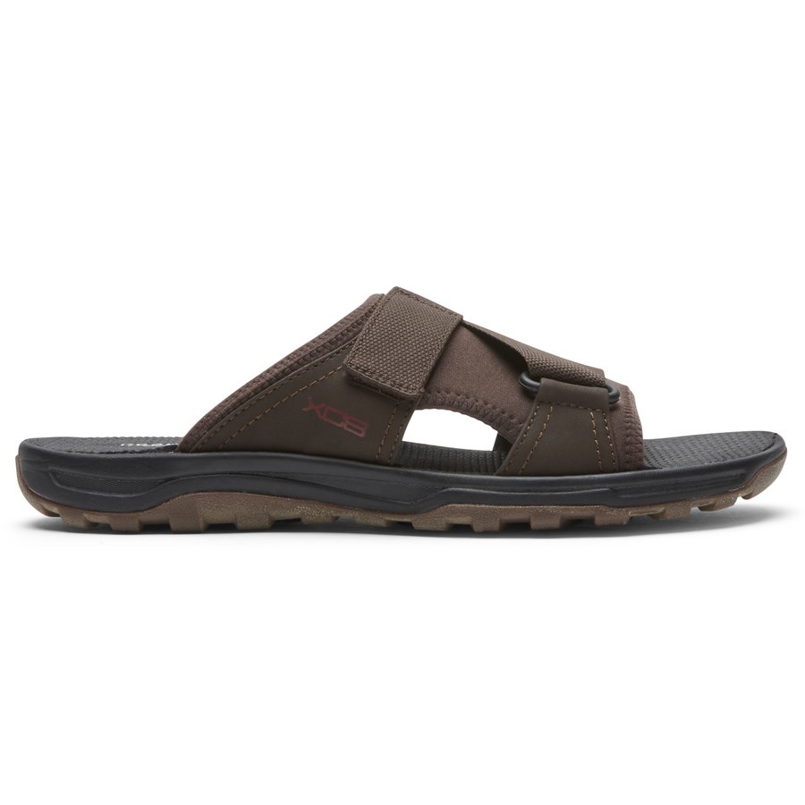 Rockport XCS Trail Technique Velcro Men\'s Slides Dark Brown | KVS14-PH