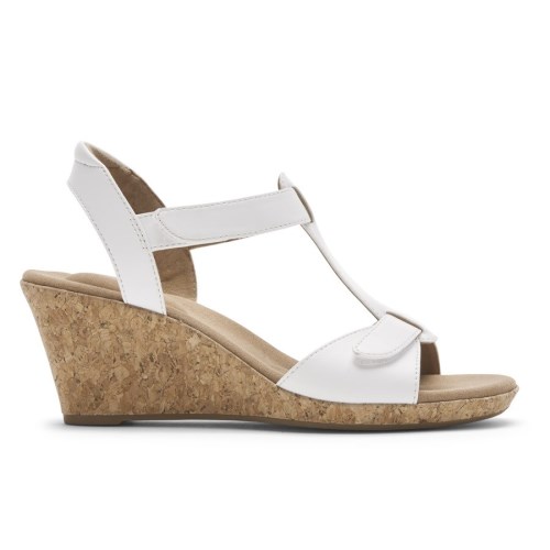 Rockport Blanca T-Strap Women's Wedge Sandals White | 3JOL1-PH