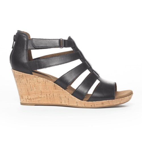 Rockport Briah Gladiator Women's Wedge Sandals Black | 20HX5-PH