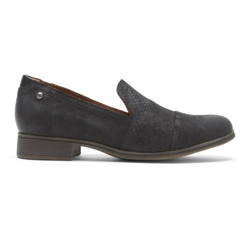 Rockport Cobb Hill Crosbie Slip-On Women's Loafers Black | VKSZX-PH