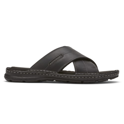 Rockport Darwyn Cross Band Men's Slides Black | 1L2ZO-PH