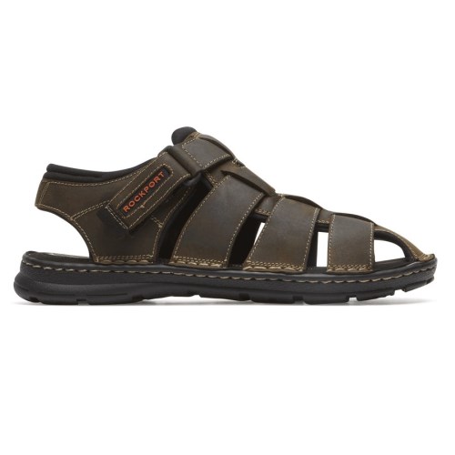 Rockport Darwyn Fisherman Slingback Men's Sandals Dark Brown | XS3H1-PH