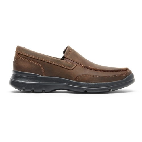 Rockport Junction Point Slip-On Men's Loafers Dark Brown | QRKLX-PH