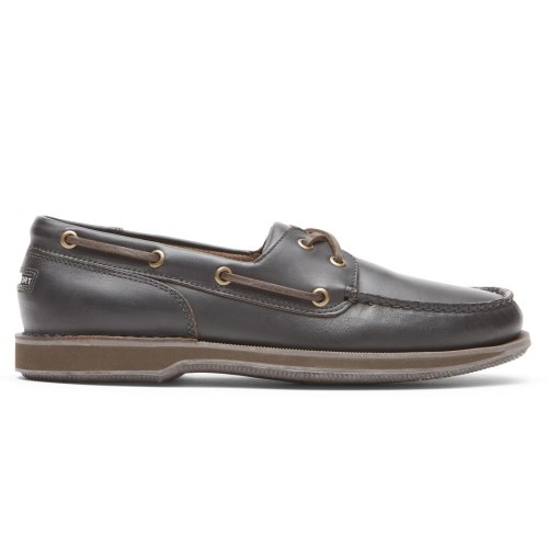 Rockport Perth Men's Boat Shoes Dark Brown | 3HTQX-PH