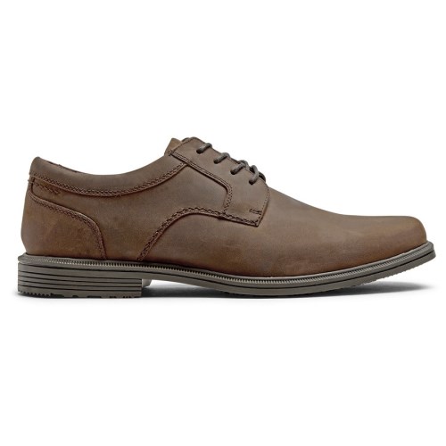 Rockport Taylor Plain Toe Waterproof Men's Oxfords Shoes Dark Brown | P05MX-PH