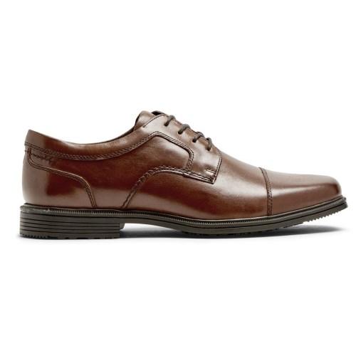 Rockport Taylor Waterproof Cap Toe Men's Oxfords Shoes Dark Brown | N0ZSW-PH