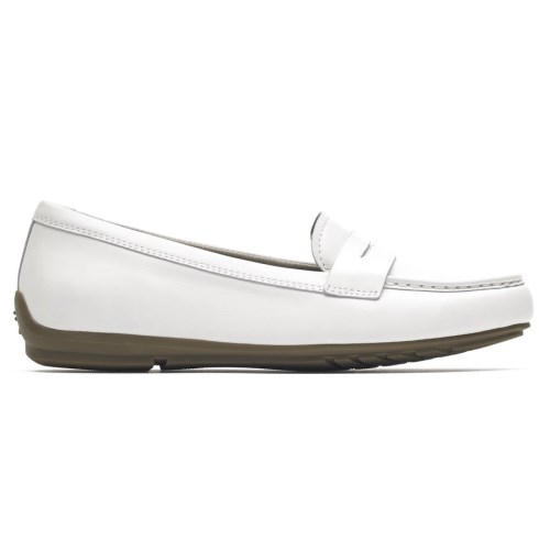 Rockport Total Motion Driver Penny Women's Loafers White | WTMRV-PH