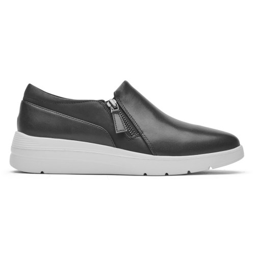 Rockport Total Motion Lillie Side Zip Women's Slip On Sneakers Black | 2I1LR-PH