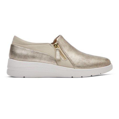 Rockport Total Motion Lillie Side Zip Women's Slip On Sneakers Gold | H41JO-PH