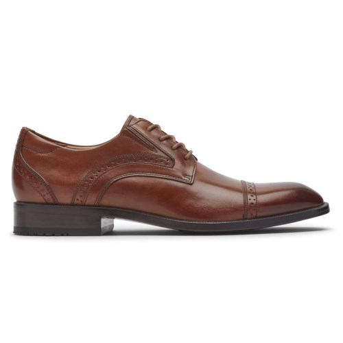 Rockport Total Motion Office Cap Toe Men's Oxfords Shoes Dark Brown | 4O2SQ-PH