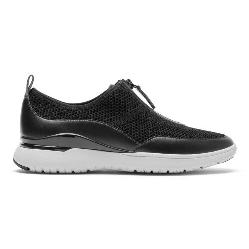 Rockport Total Motion Sport Zip Women's Slip On Sneakers Black | MGLXQ-PH