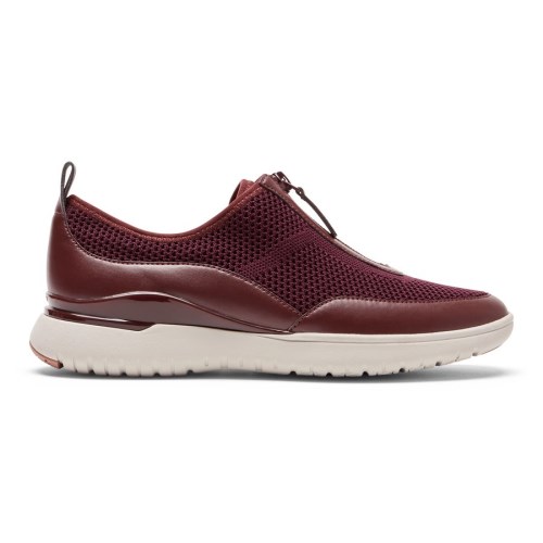 Rockport Total Motion Sport Zip Women's Slip On Sneakers Maroon | MZXV0-PH