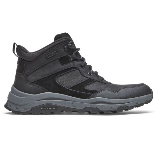 Rockport XCS Pathway Mid Waterproof Men's Boots Black | Q5HGL-PH