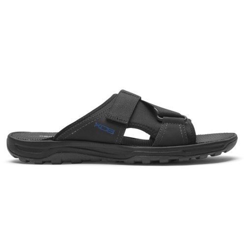 Rockport XCS Trail Technique Velcro Men's Slides Black | URHS5-PH